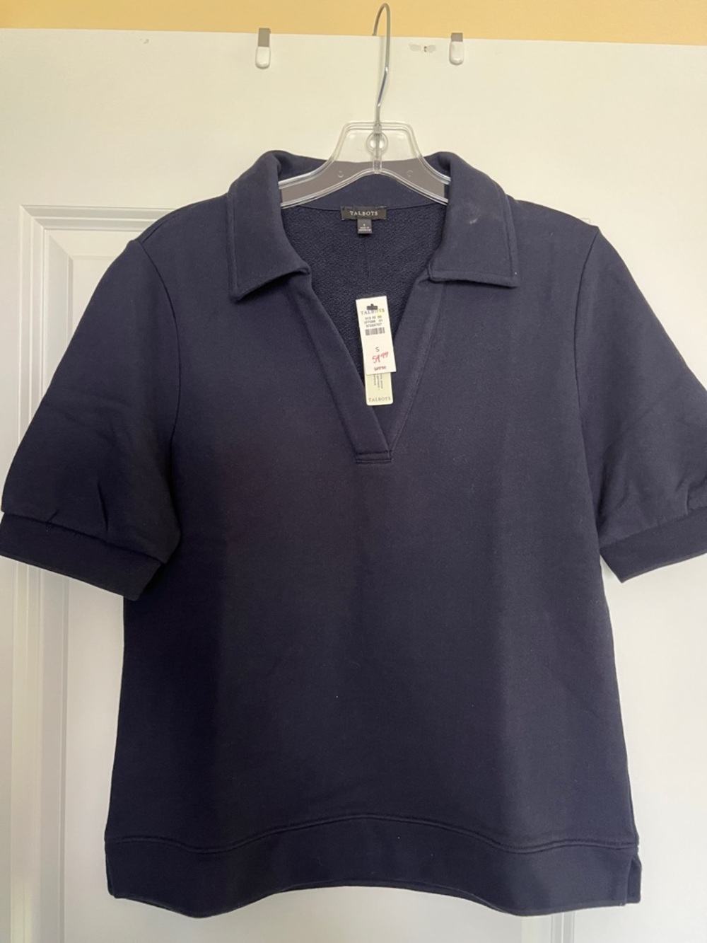 Talbots Women’s Navy Short-Sleeve Polo Sweatshirt